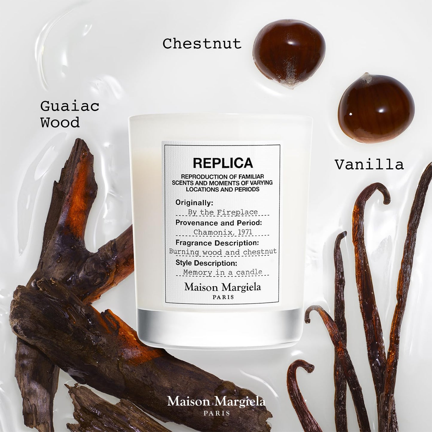 Maison Margiela - Replica - by The Fireplace Scented Candle - Warm & Spicy Fragrance - with Chestnut, Wood & Vanilla - 5.8 Oz