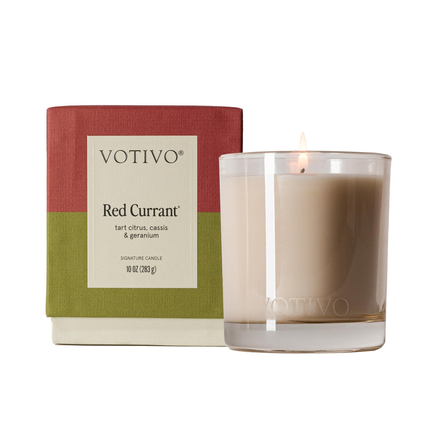 Votivo Red Currant 10 oz Signature Candle | Soy Wax Blend | Luxury Glass Jar & Box | Home Decor Gifts | Long Burning & Highly Scented