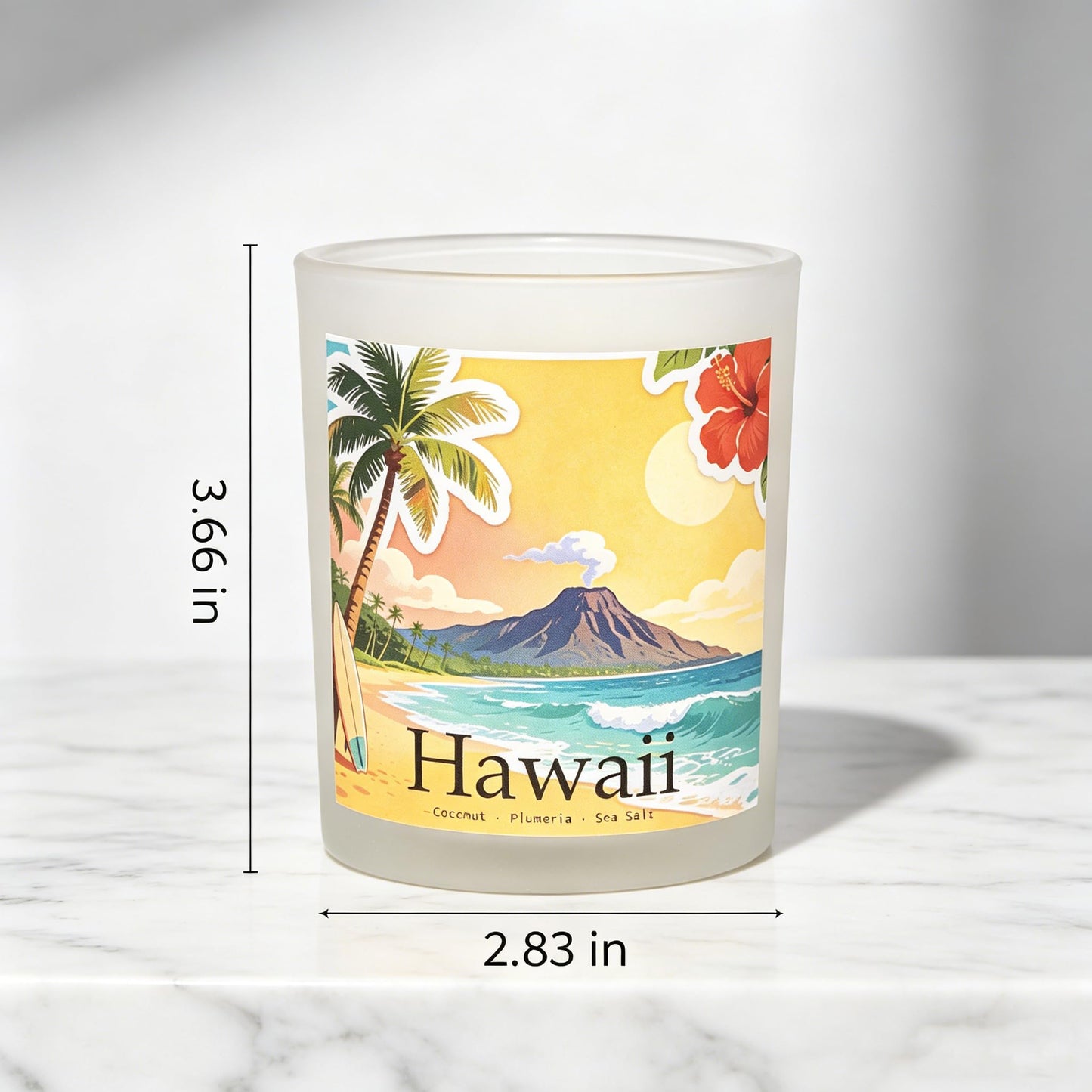 Hawaii Breeze Scented Candle, Coconut & Plumeria & Sea Salt - Hawaii Gifts, Hawaiian Gifts for Women, Hawaii Souvenirs, Tropical Souvenirs, 100% Soy Wax, 7OZ