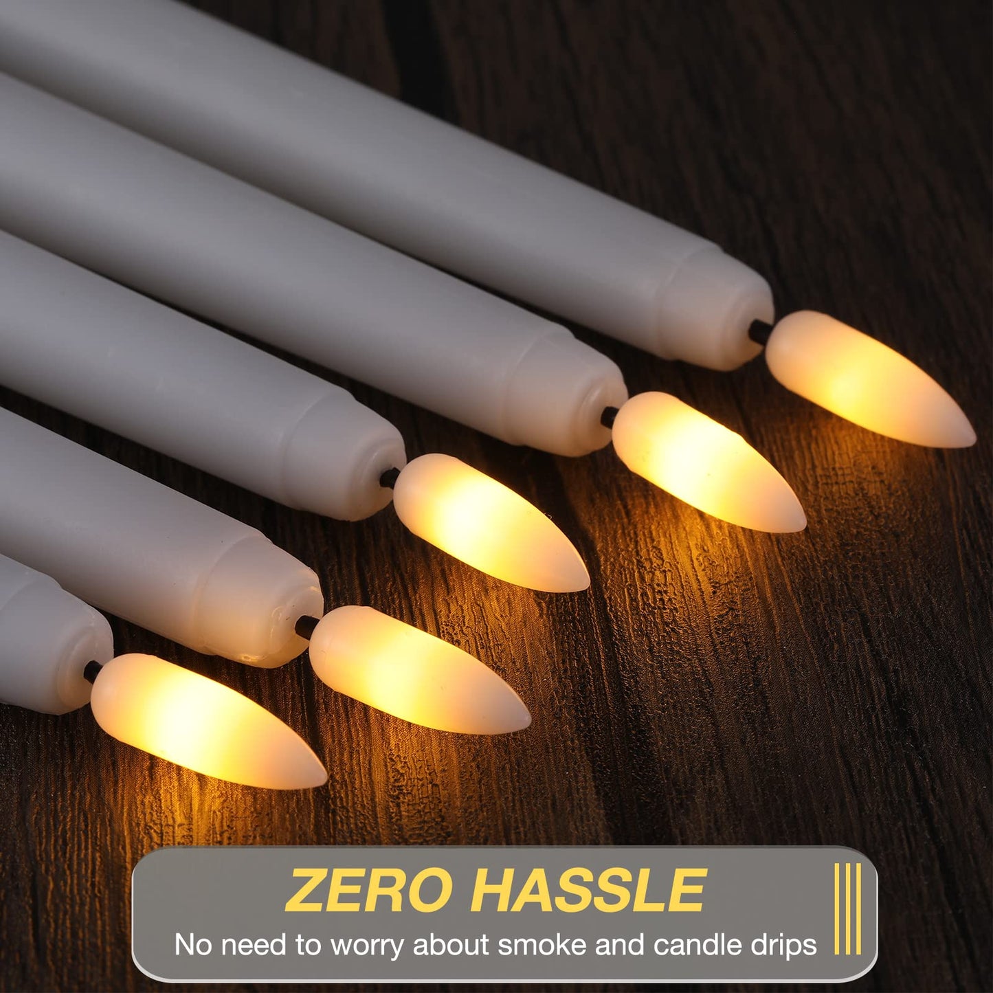 Tuanse 20 Pcs Flickering Flameless Taper Candles Bulk LED Battery Operated Realistic Flame Effect with Remote & Timer Safe No Fire Wax Drip Candles for Wedding Church Home Decor (10.83",White)