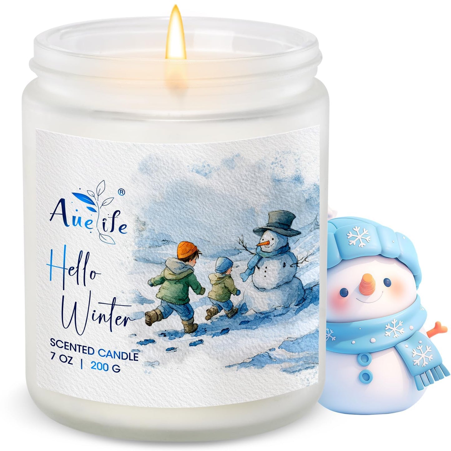 Hello Winter Candle | Fresh Citrus & Jasmine Scented Soy Candles - Winter Aromatherapy Candles Gift for Women & Men, Cozy Holiday Home Décor Candle, Long Lasting Clean Burn