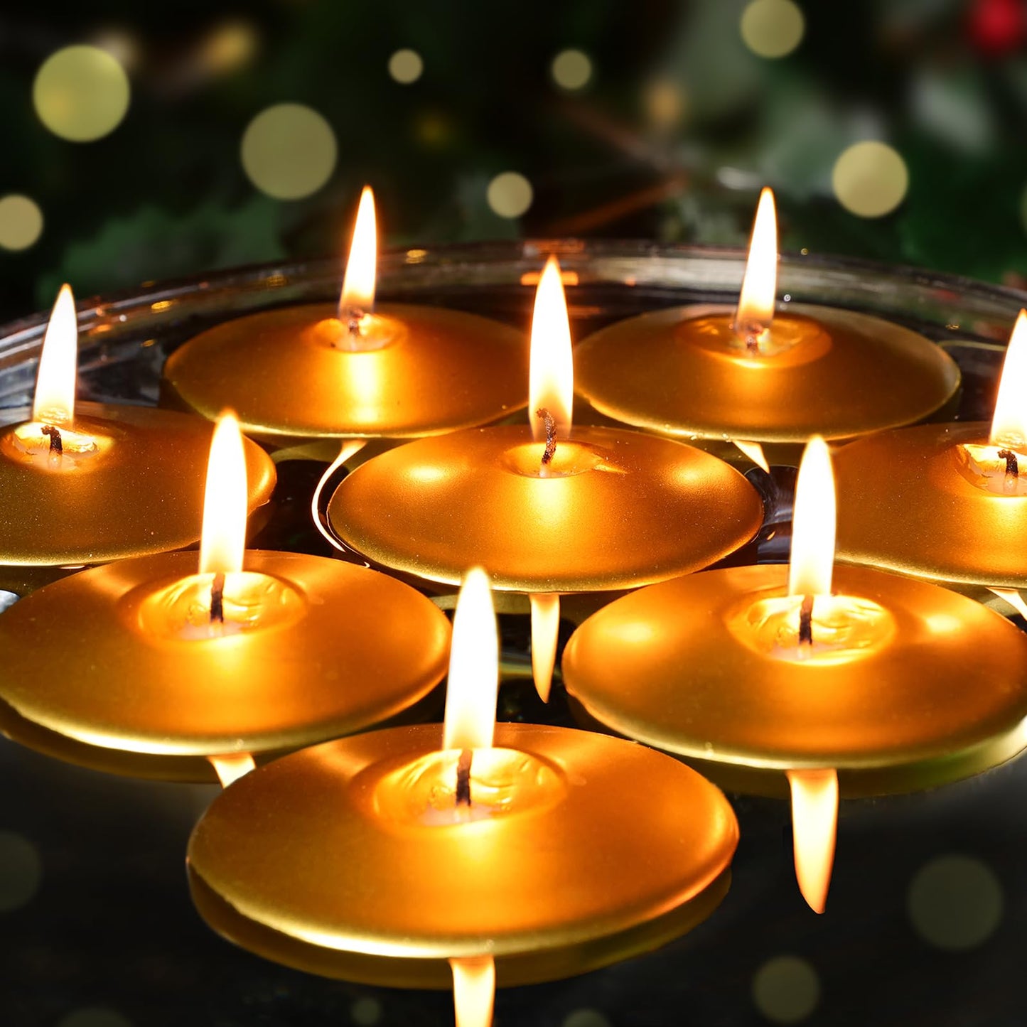3 inch Floating Candles 36 Packs Gold Floating Candle for Centerpieces 8-9 Hours Floating Candles 3” Water Candles for Cylinder Vases, Pool, Wedding, Mother's Day