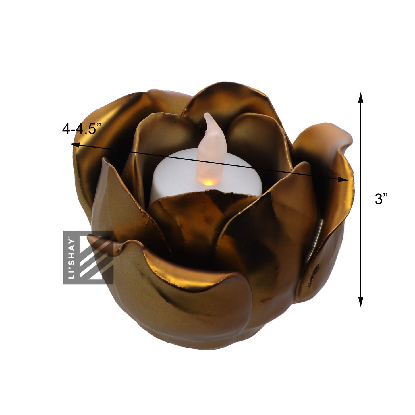 Li'Shay Gold Metal Tealight Votive Flower Candle Holder - Matte