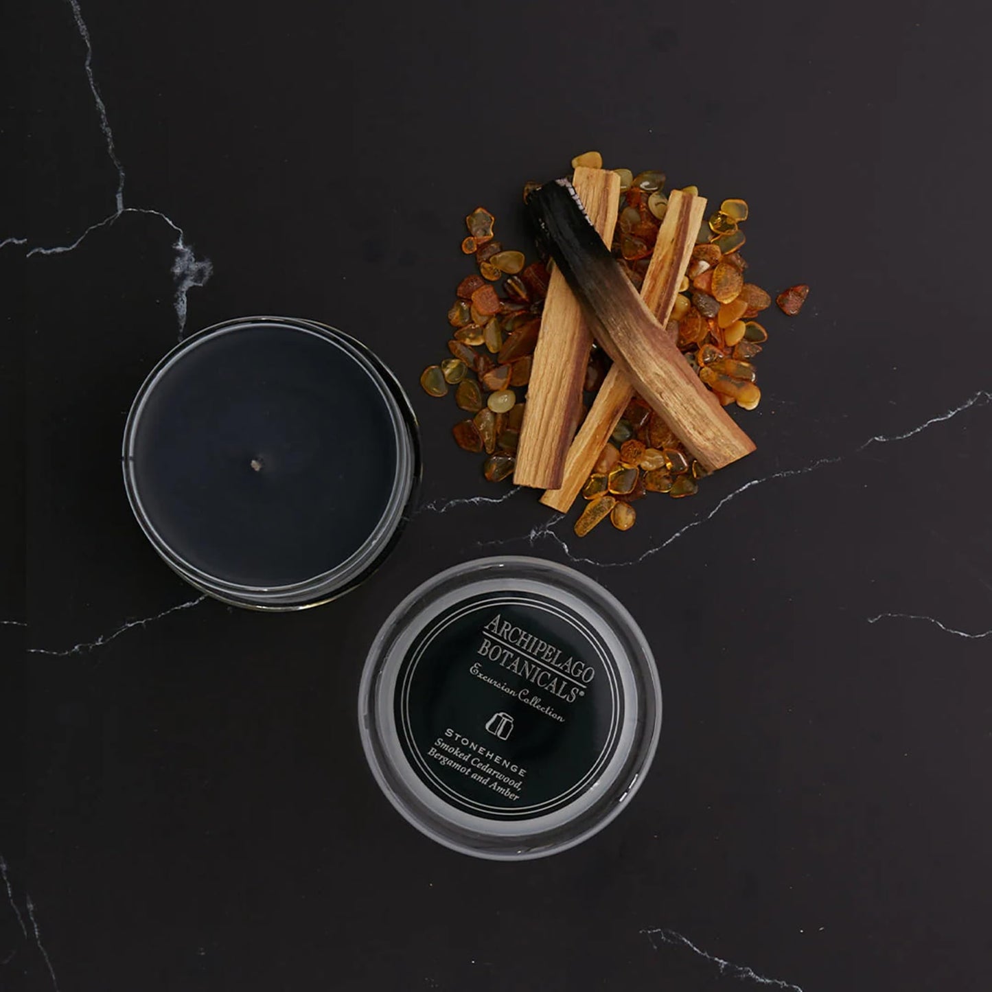 Archipelago Botanicals Stonehenge Glass Jar Candle, Cedarwood, Citrus Bergamot and Amber Scent, Lead-Free Candle Wicks, Burns Approx. 60 Hours (8.6 oz)