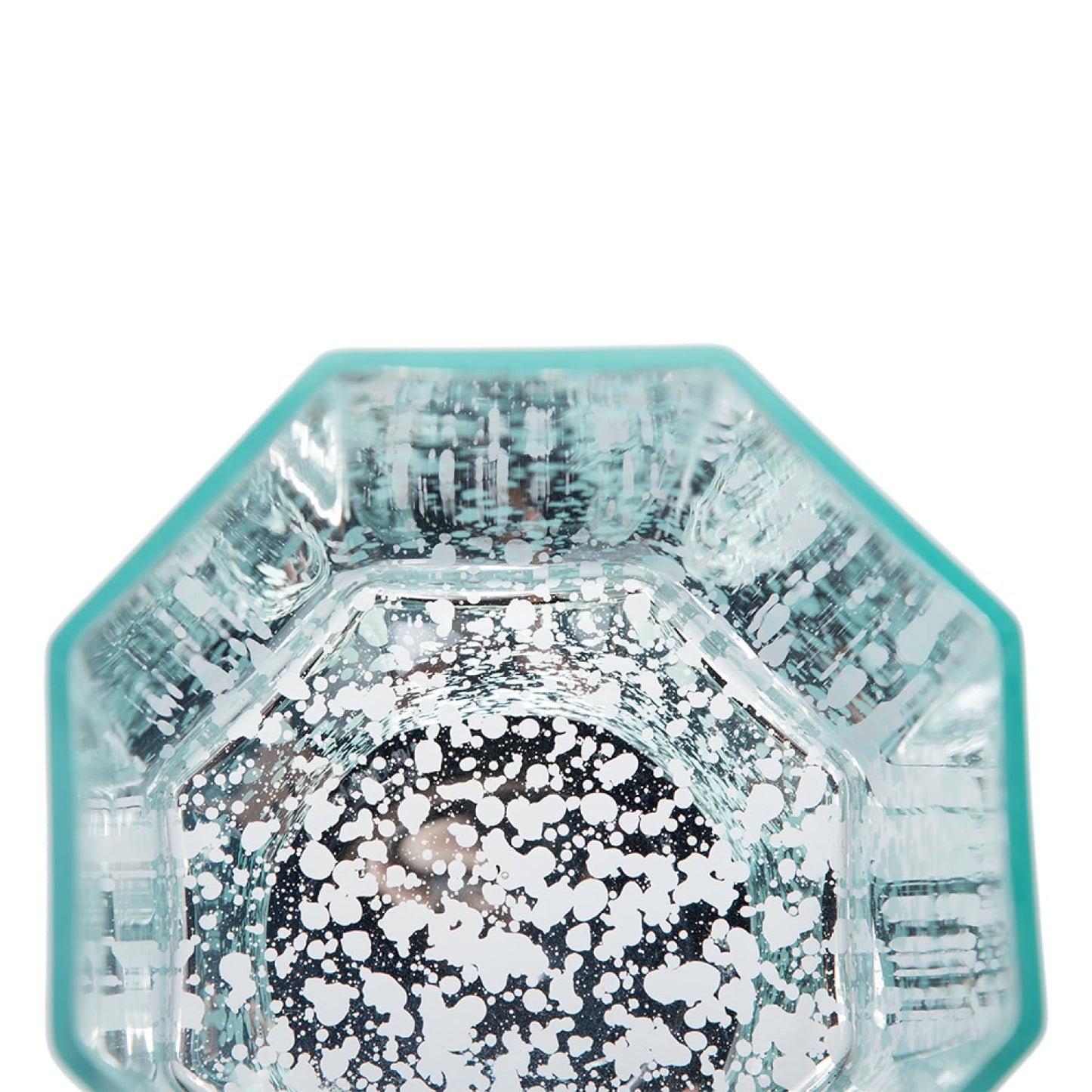Aqua Blue Frosted Mercury Glass Octagonal Candle Holder, 4 Pack