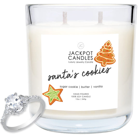 Jackpot Candles Christmas Santas Cookies Candle with Ring Inside (Surprise Jewelry Valued at 15 to 5,000 Dollars) Ring Size 5