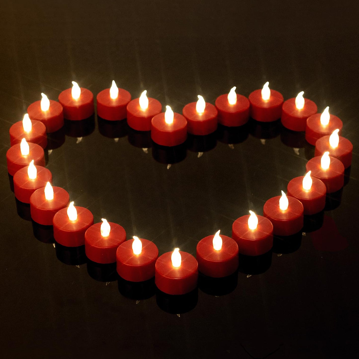 Paichi Flameless Tea Lights Candles 100 Pack LED Battery Operated Electric Votive Fake Candles Realistic Flickering and 200+ Hours Long Lasting Bright for Celebrations Festivals (Red)