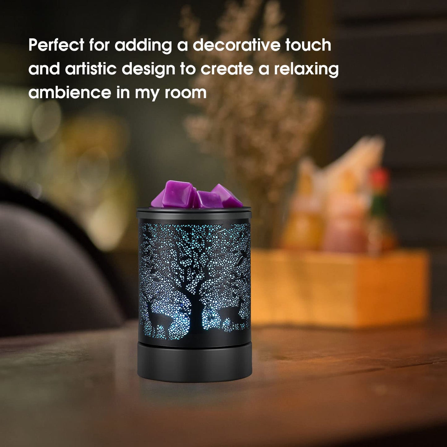 Enaroma Fragrance Wax Melts Warmer with 7 Colors LED Changing Light Scent Oil Candle Warmer for Home Office-Deer Timer