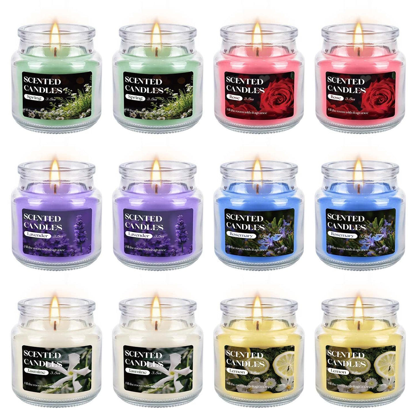 CLTNIKET 12-Pack 3.5oz Scented Candles Gift Set - Natural Soy Wax, Cotton Wick Aromatherapy Candles, Six Different Fragrances for Home Decor & Perfect Summer Gifts.