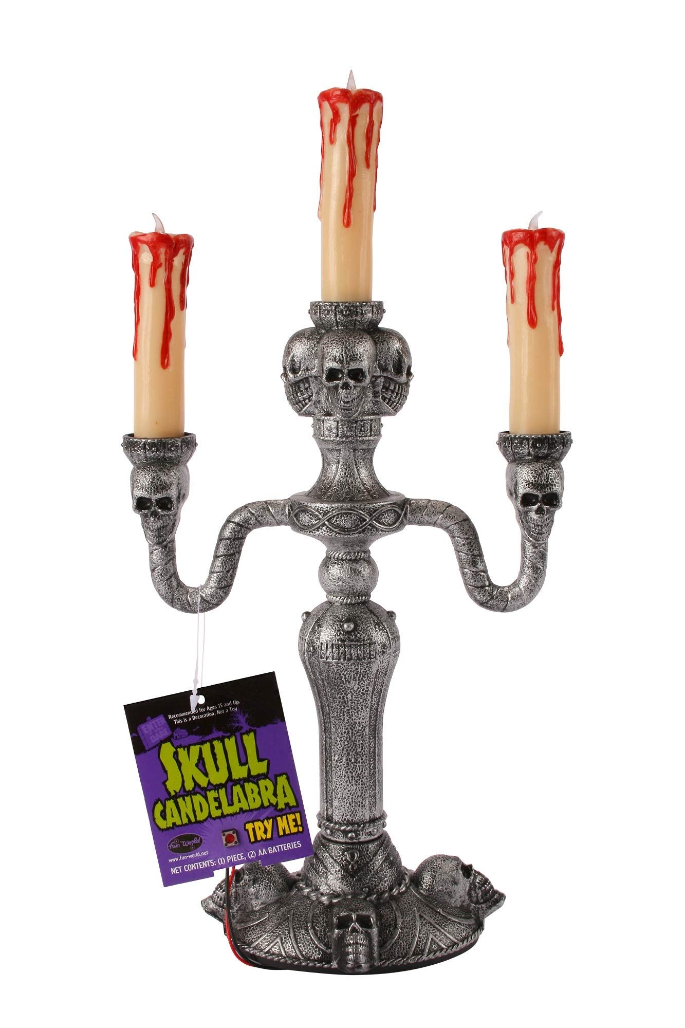 14-inch Light Up Candelabra with LED Flames
