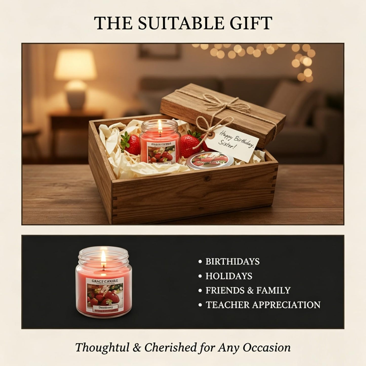 Covtlykne 4oz Scented Candles, 2.48 Inches Scented Soy Candle 18 Hours Burn Time for Home Decor (Strawberry)