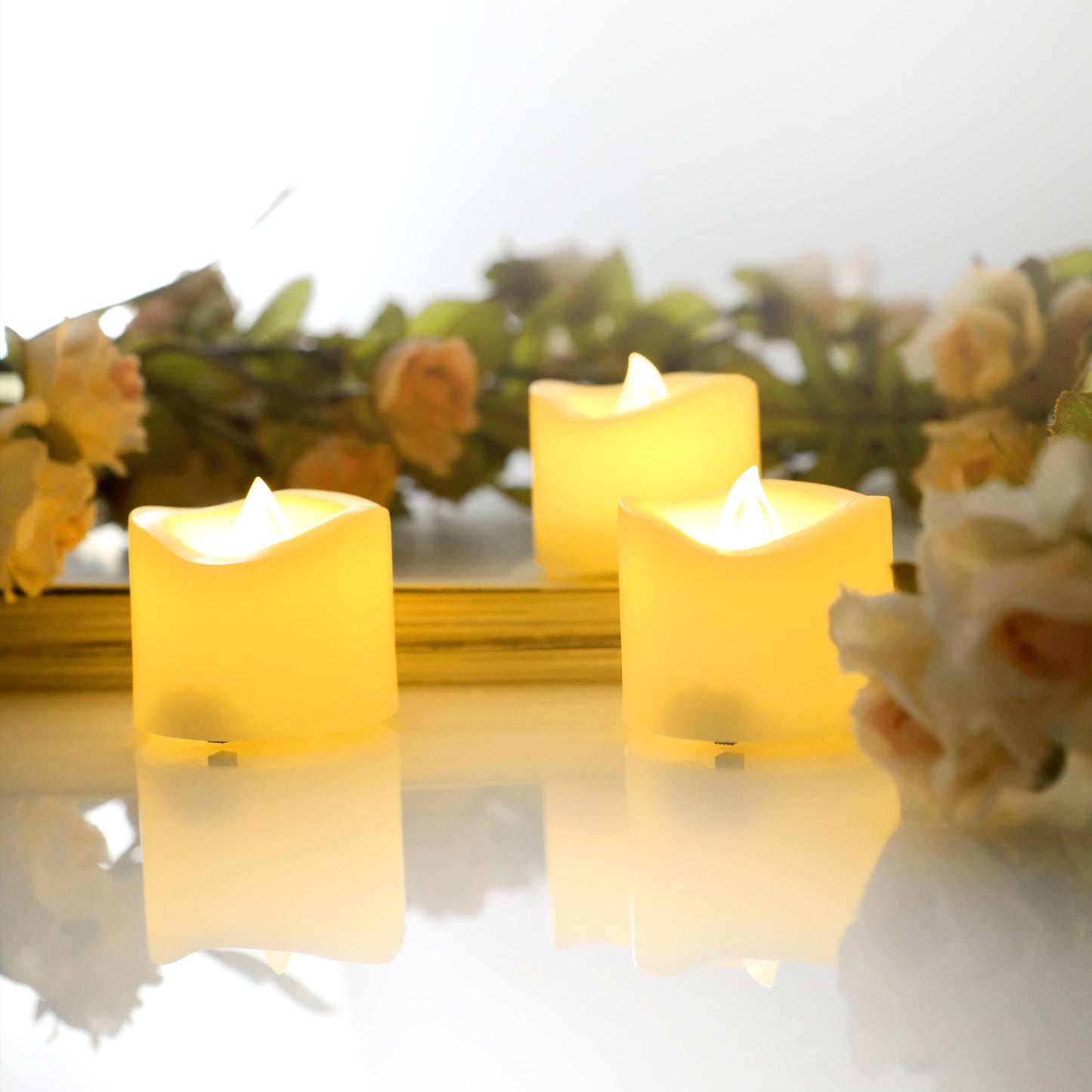 CANDLE CHOICE Battery Operated Flameless LED Tea Lights with Remote Timer Realistic Flickering Electric Tealight Candles Set Wedding Party Christmas Decorations Centerpieces Batteries Included 6 PCS