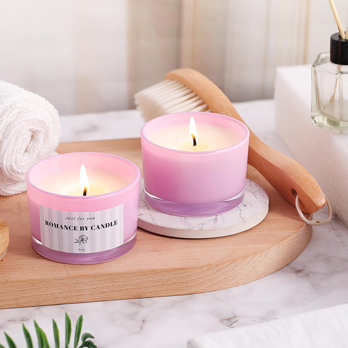 REISEN 12 PCS Purple Candle Jars for Making Candles, 4 OZ Glass Jars with Bamboo Lids and Sticky Warning Labels, Candle Containers for DIY Gifts, Candle Making Supplies