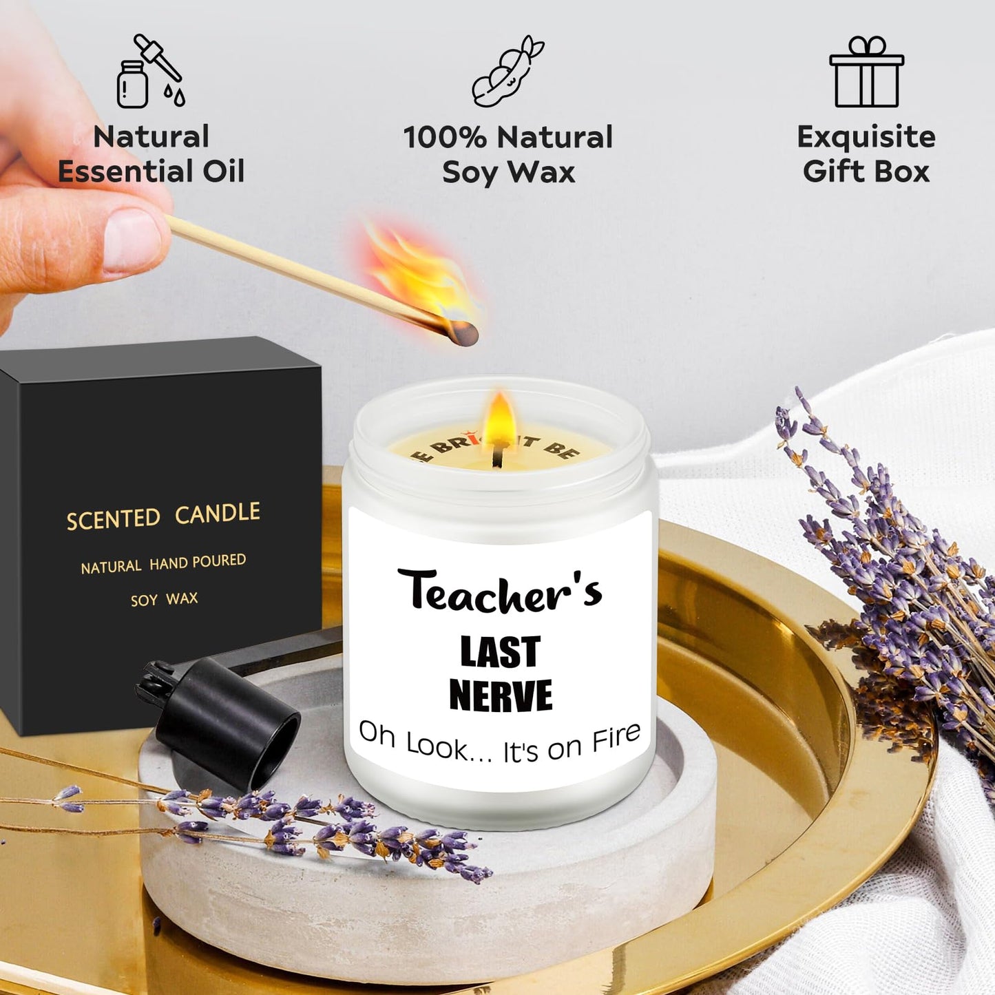 Teacher Appreciation Gifts, Teacher Appreciation Week Thank You Present, Graduation Gifts, Teacher's Last Nerve Lavender Scented Candle, Teacher Holiday Christmas Thanksgiving Present from Students