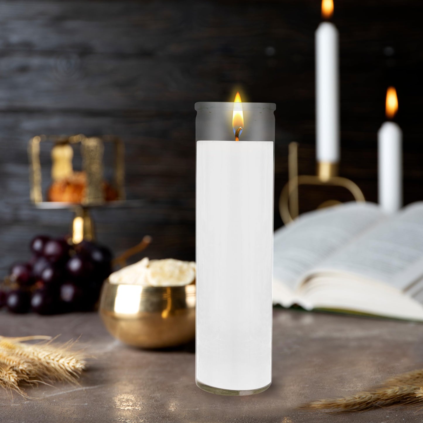 Mega Candles 3 pcs Unscented White 7 Day Glass Container Devotional Prayer Candles, Premium Wax Candle 2 Inch x 8 Inch, Sanctuary, Vigils, Prayers, Blessings, Religious, Memorials, Remembrance