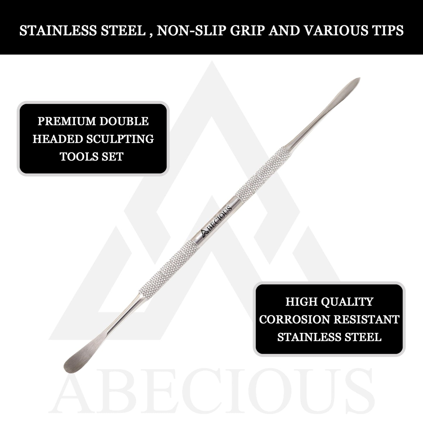 ABECIOUS Wax Carving Tools Set (7Pcs), Metal Clay Sculpting Tools, Stainless Steel Double Ended Premium Dab Tool for Carving, Modeling, Sculpting and Shaping