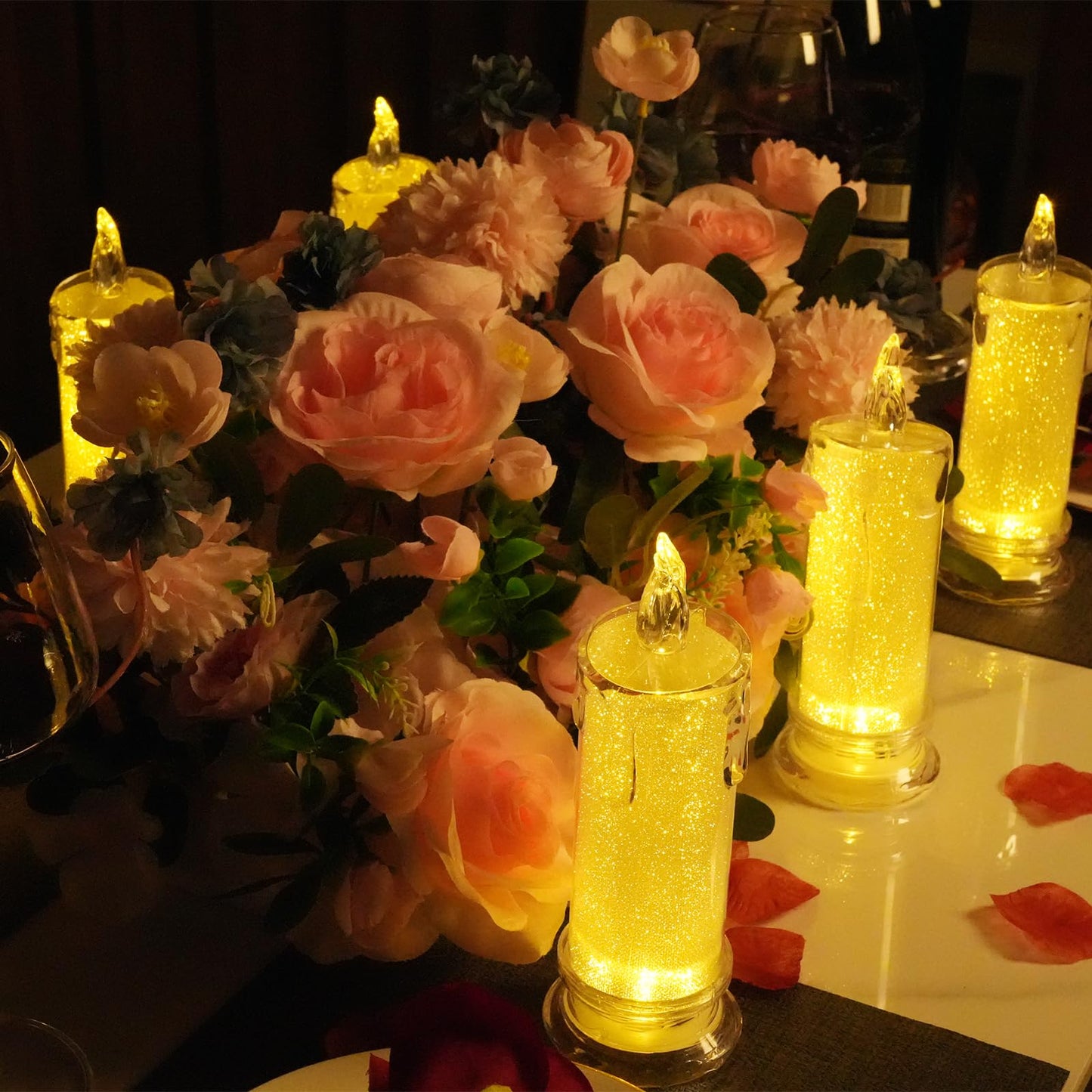 HAIDOLIANG 2 PCS LED Flameless Candles,Fake Candle, Battery Operated Candles/Battery Included for Valentine Bedroom Birthday Wedding Christmas Decorations Home Decor