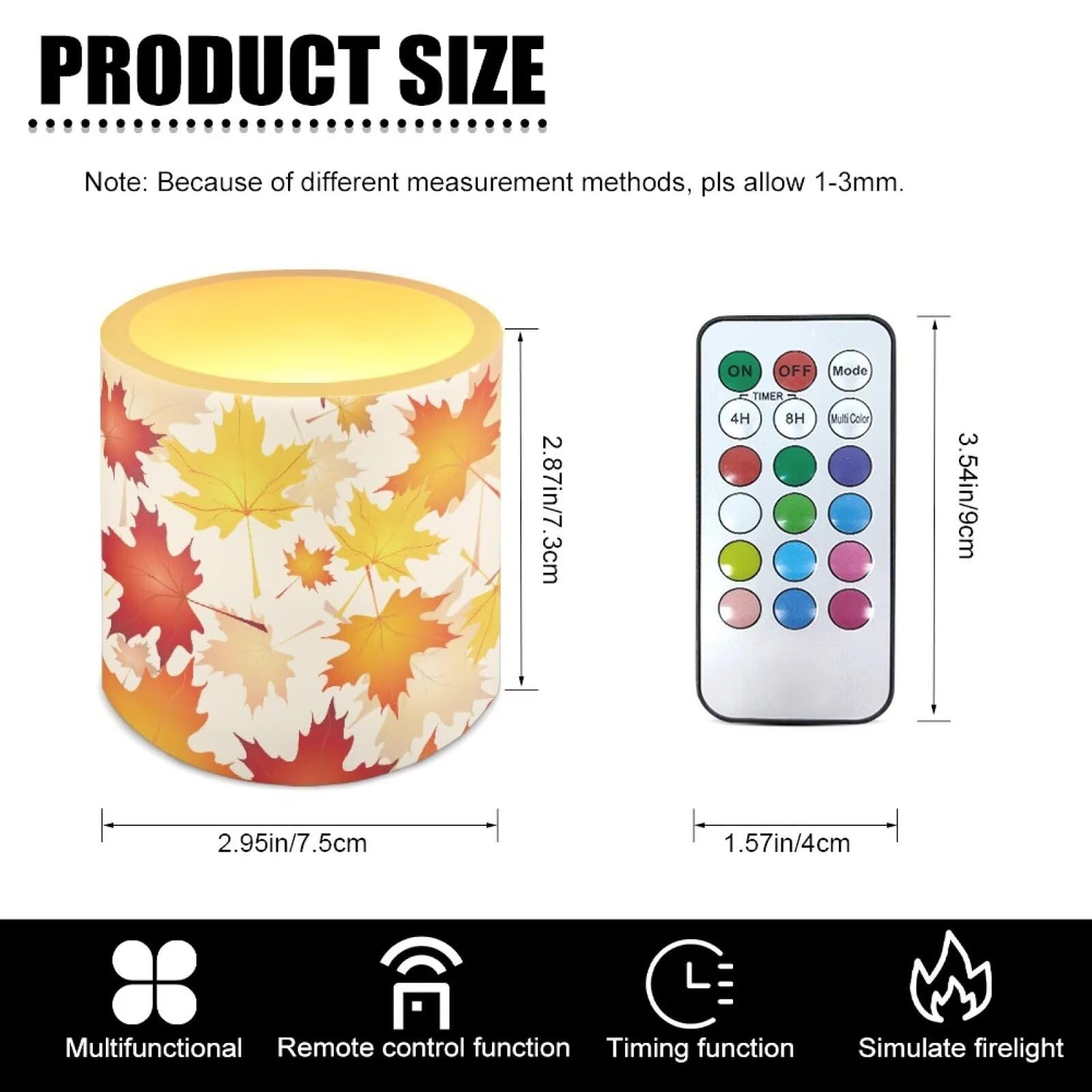 Cozeyat Fall Harvest Holiday Gift Flameless Candles 4 Pack Battery Operated with Remote Control Timer LED Pillar Candles Waterproof for Indoor Outdoor Use