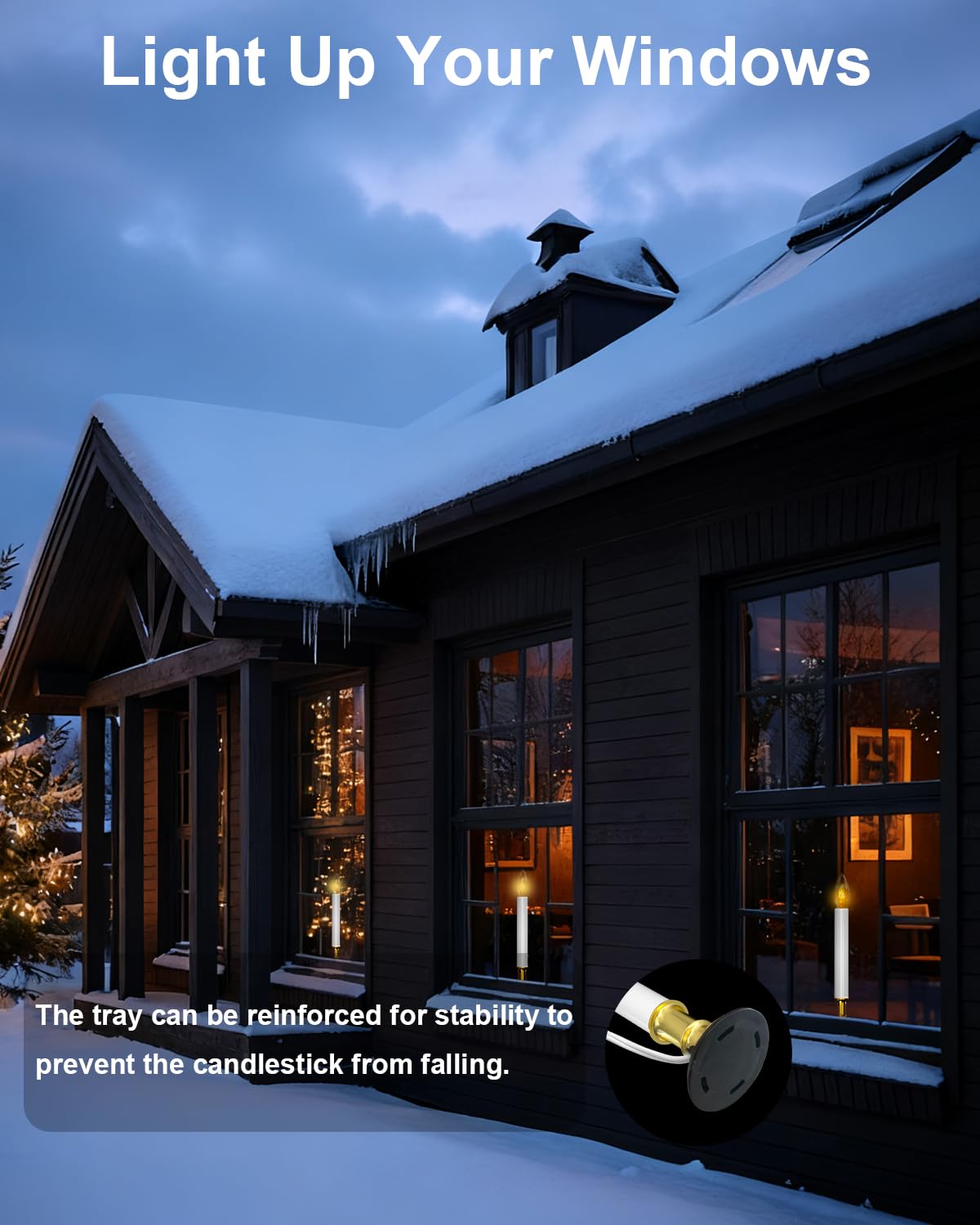 Electric Christmas Window Candles, Christmas Candles with Dusk-to-Dawn Auto Sensor - 7W C26 Light Bulbs, Turns On in Dark - Off in Light, Pack of 4