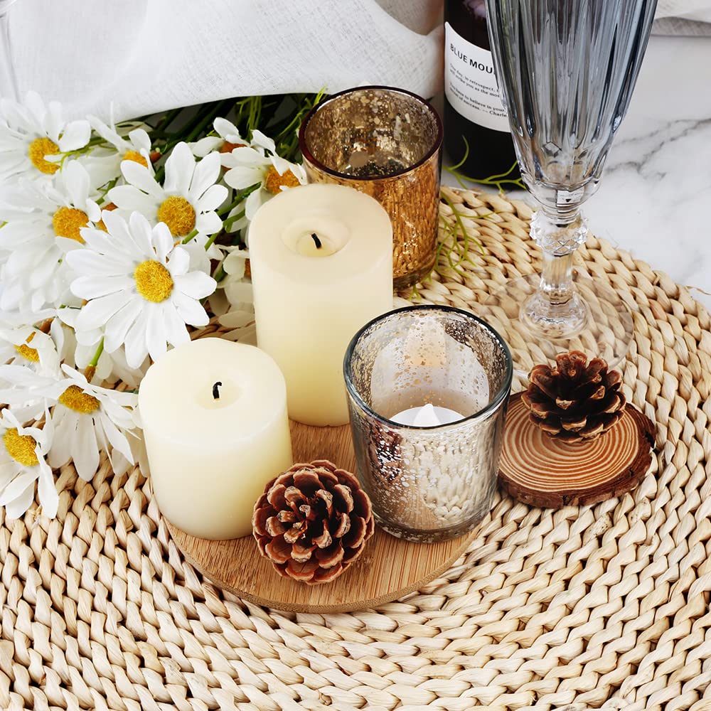 BTGLLAS Silver Mercury Glass Tea Light Holders Set of 36 - Elegant Votive Candle Holders for Weddings, Showers and Home Decor - Perfect for Table Centerpieces and Parties (Glass, Silver)