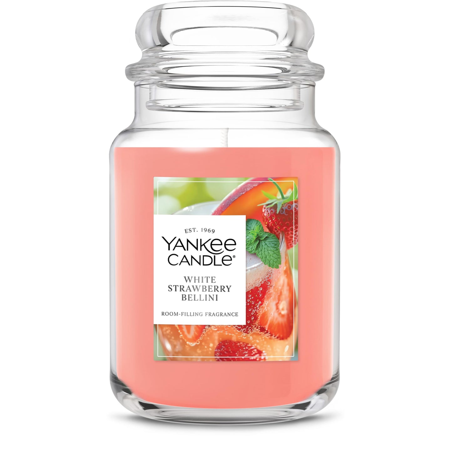 Yankee Candle White Strawberry Bellini Scented Candle, 22oz Large Jar with up to 150 Hour Burn Time, Giftable
