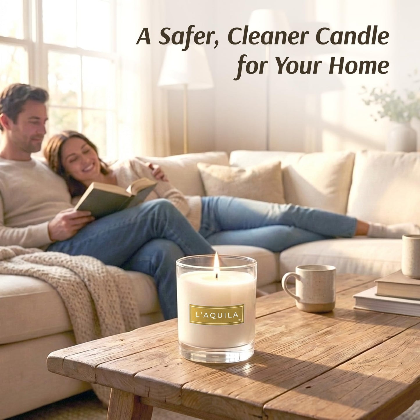 L’Aquila Luxury Scented Candle – Natural Plant Based Wax, 9oz – Bergamot, Fig, Cypress & Amber - Long Lasting 60 Hour Burn – Non-Toxic, Hand-Poured in USA for Home