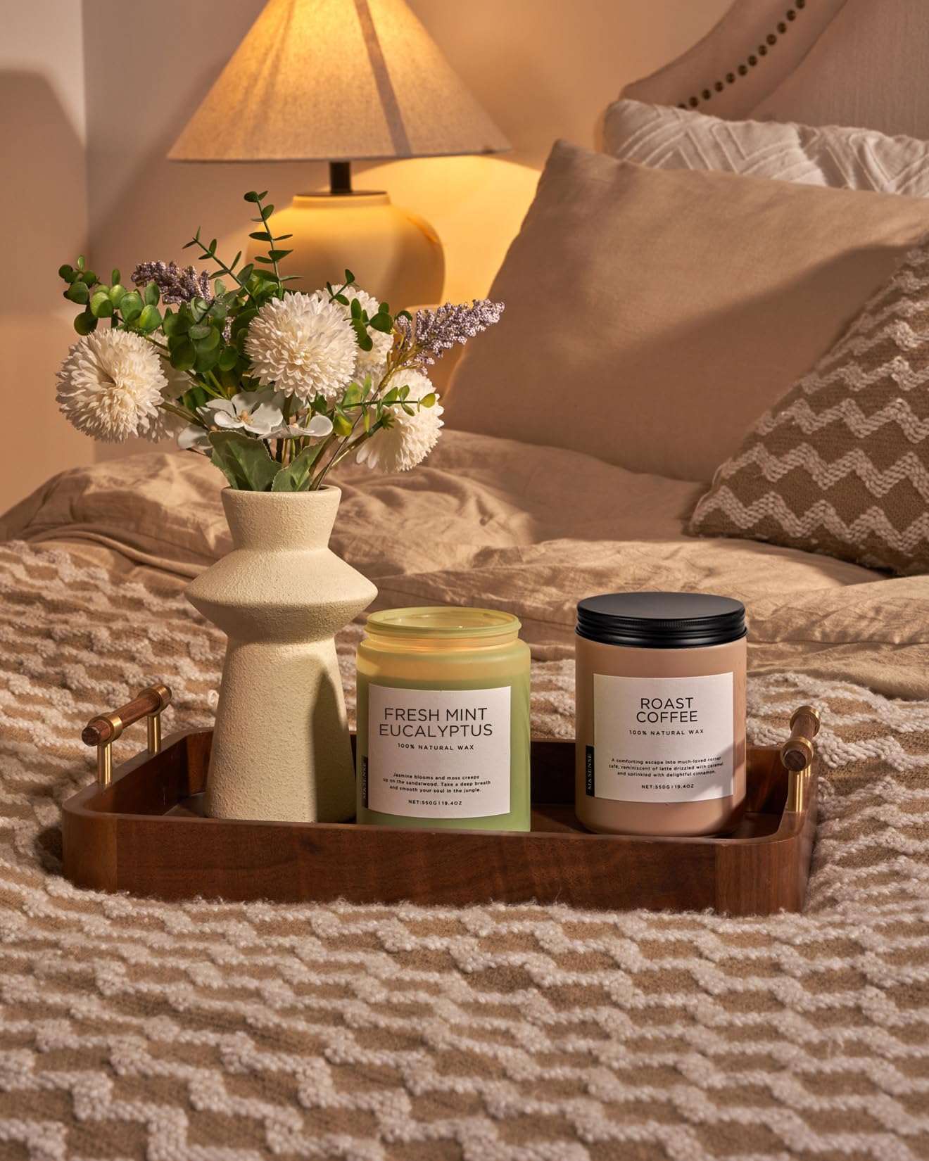 M&SENSE Eucalyptus & Mint Scented Jar Candle, Large 19.4oz Natural Soy Wax, 110-Hour Long Lasting Non-Toxic Clean Burning, Fresh Smelling Home Aromatherapy for Spa Stress Relief, Gifts for Men Women