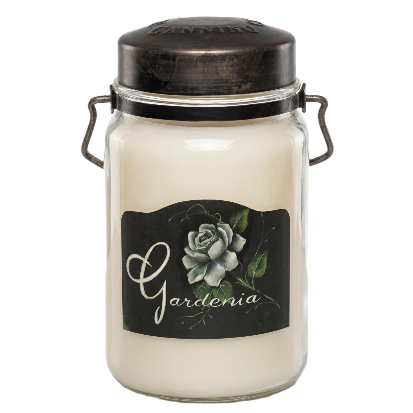 McCall’s Candles | Gardenia | 26 oz Scented Candle | USA-Poured | Vintage Rustic Jar with Carrying Handle | Pure & Sweet Gardenia Blossom Fragrance