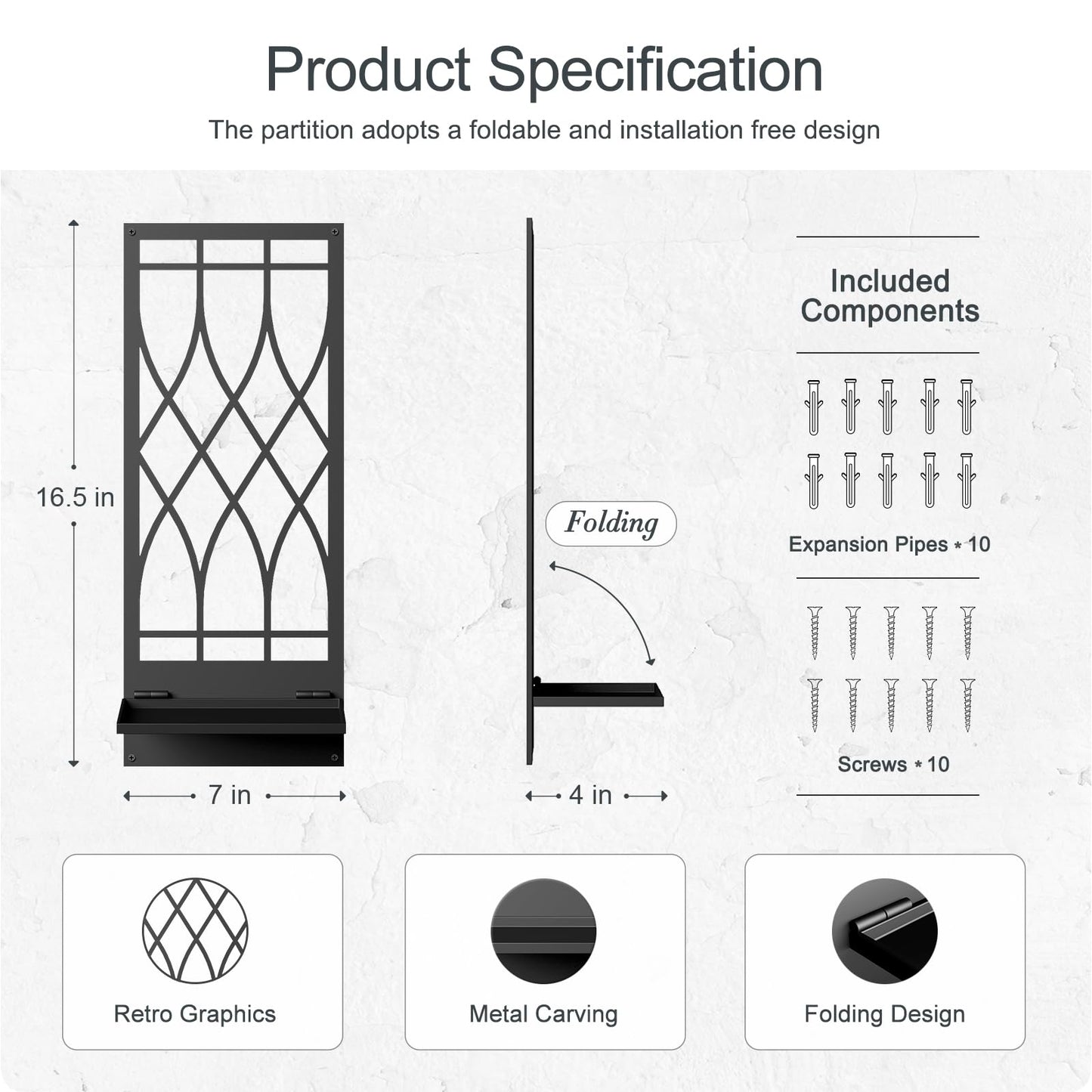 Wall Candle Holder, Black Metal Wall Art, Line Wall Candle Holder for Living Room, Dining Room, Bedroom, Bathroom (2 Pack, 16.5 x 7 in)