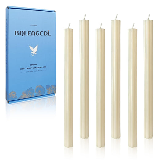 Unscented Taper Candles Dripless Ivory Yellow Long Taper Candles Smokeless 10 Inch Roman Column Design Dinner Candlesticks for Home Decoration Holiday Gifts