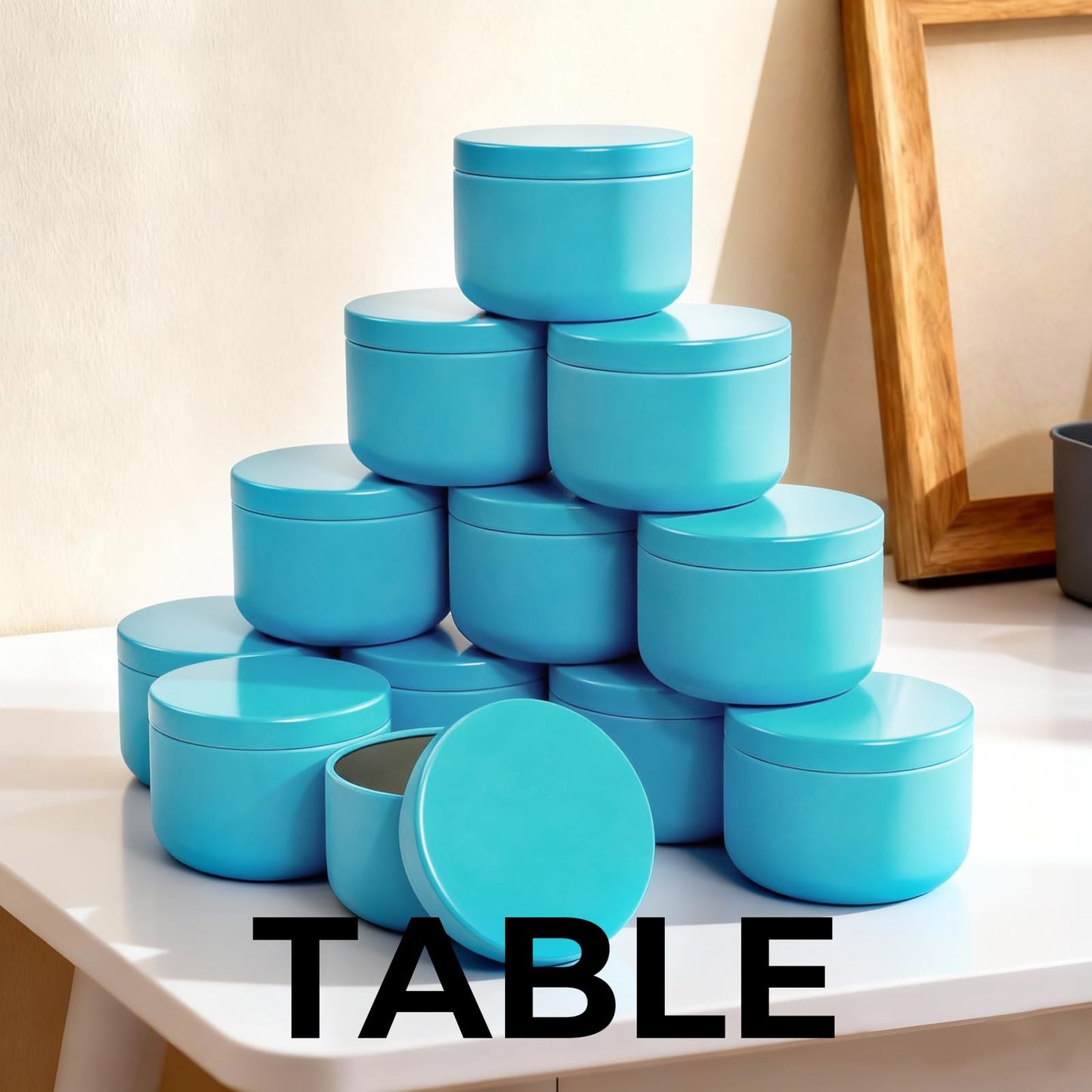 12 Pack 3 oz Candle Tins with Lids,Round Metal Candle Jars for Candle Making,Bulk Empty Tins Containers for DIY Crafts Christmas Gifts Small Business Supplies–Airtight Storage Jars (Blue)