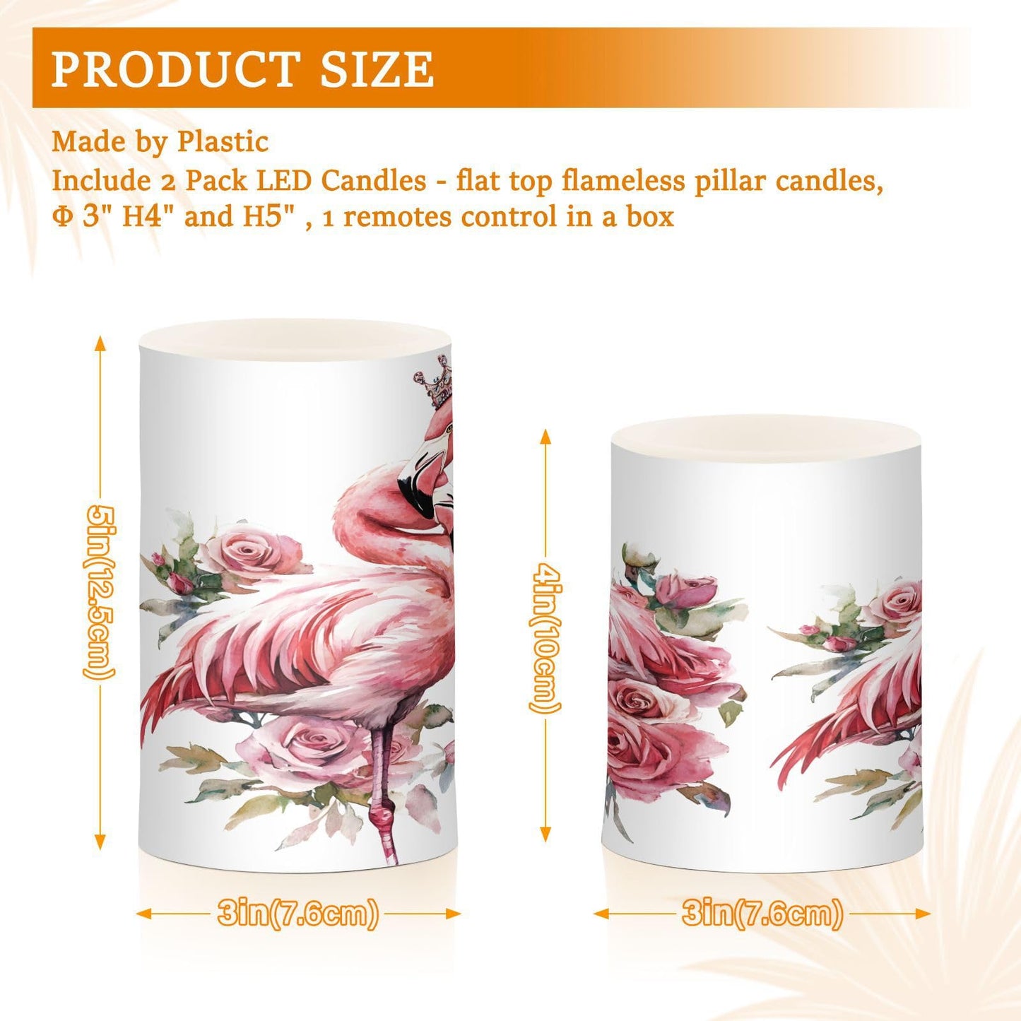 ALAZA Flickering Flameless Candles Flamingo Bird Rose Flower Battery Operated Candles with Remote Timer LED Pillar Votive Candles Set of 2 for Holiday Decor