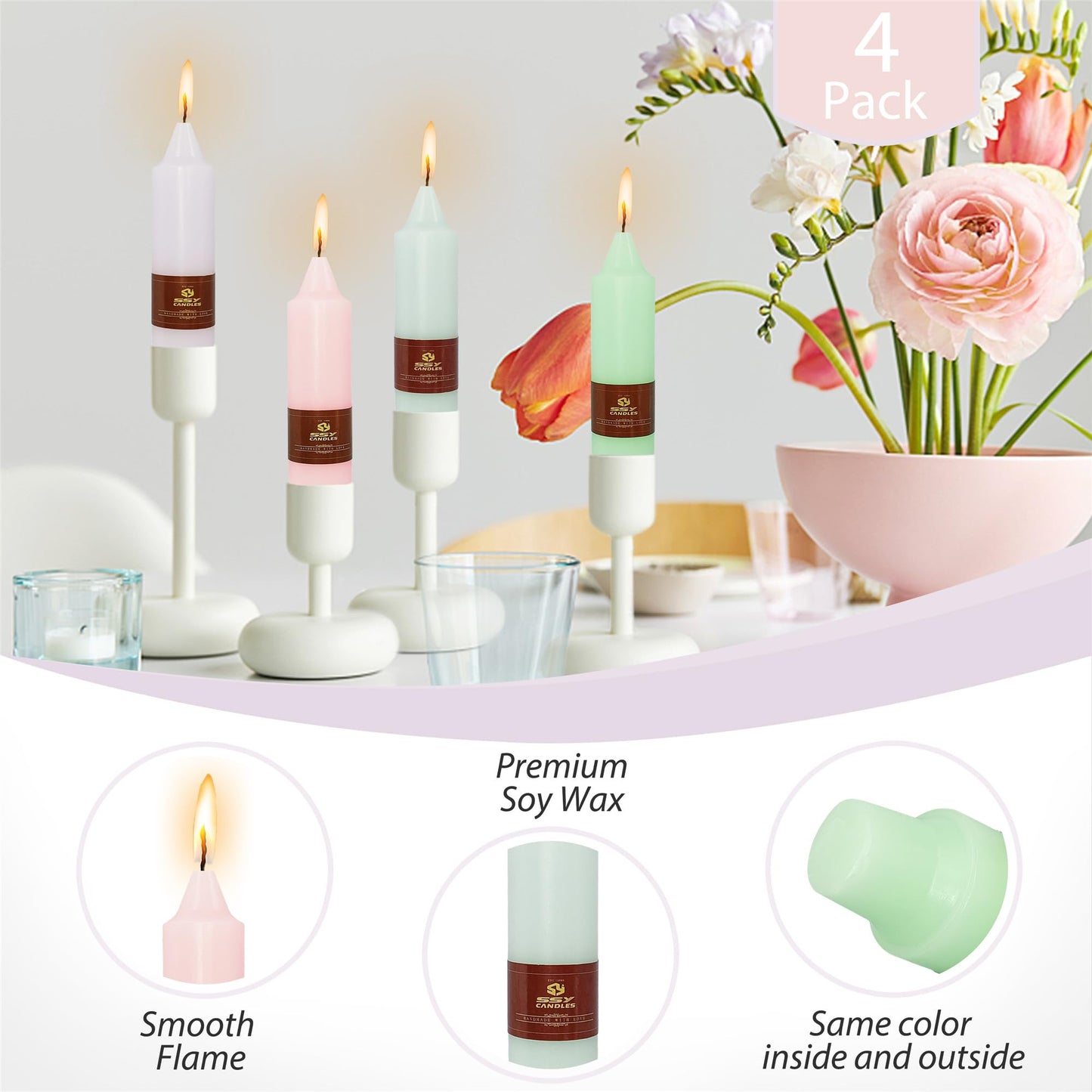 Gedengni 8pcs Colorful Dripless Spiral Candle Green Taper Candlesticks,5inches Pink Tapered Candles Purple Candle Sticks Colorful Twisted Candles for Wedding Home Party Women Gift