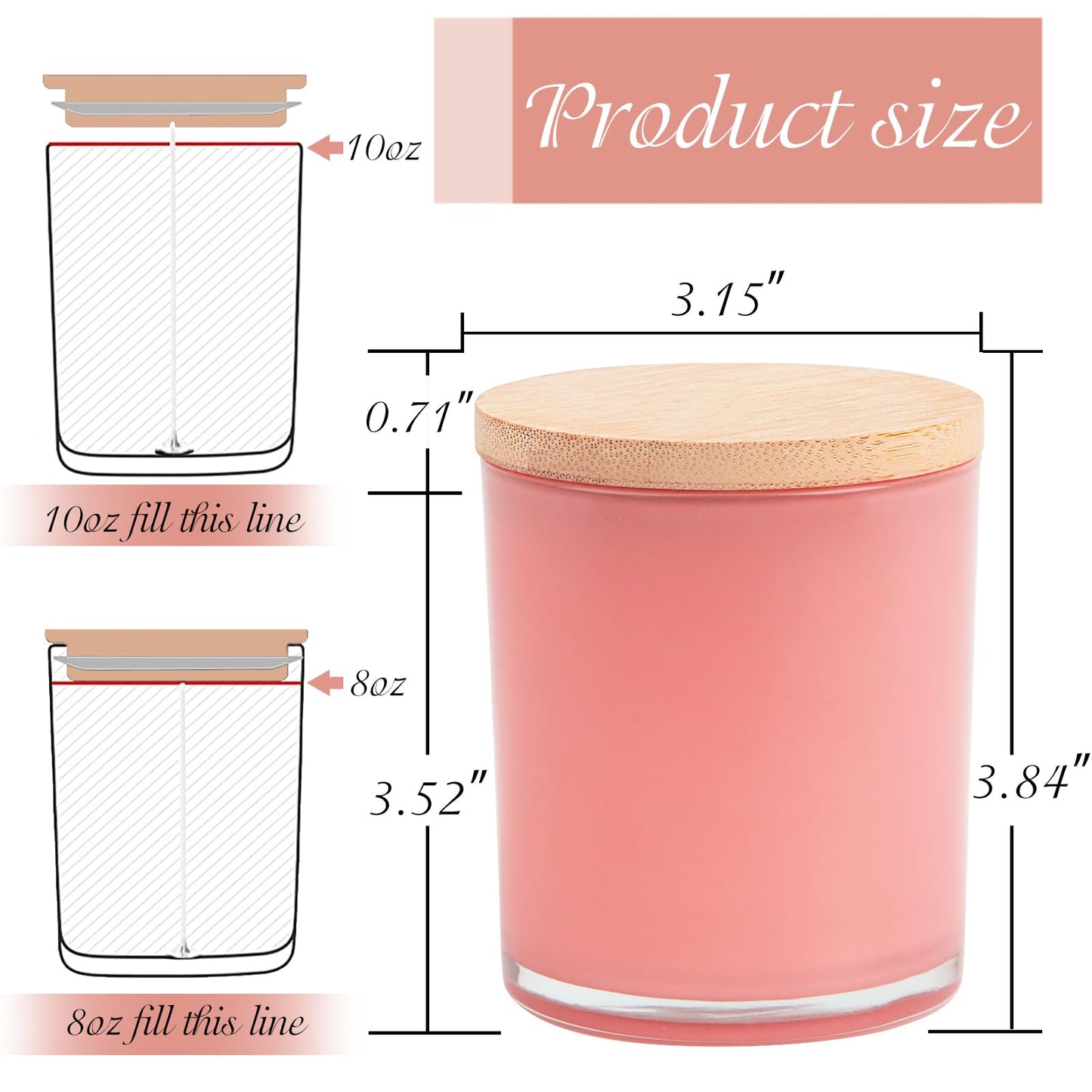 CONNOO 12 Pack 10 OZ Colorful Glass Candle Jars for Making Candles with Airtight Bamboo Lids Nice Sticky Warning Labels for Candle Making Empty Container Bulk - Dishwasher Safe