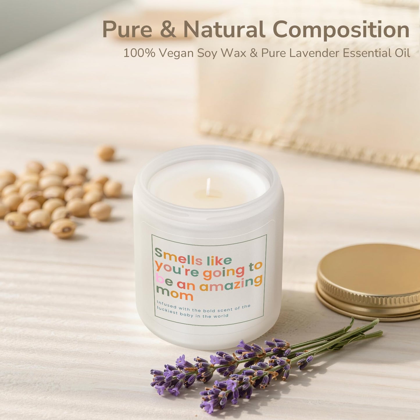 New Mom Gifts, Gift for New Moms, Mothers Day Gifts for Mom, Mothers Gift After Birth -7 OZ Lavender Soy Wax Candle