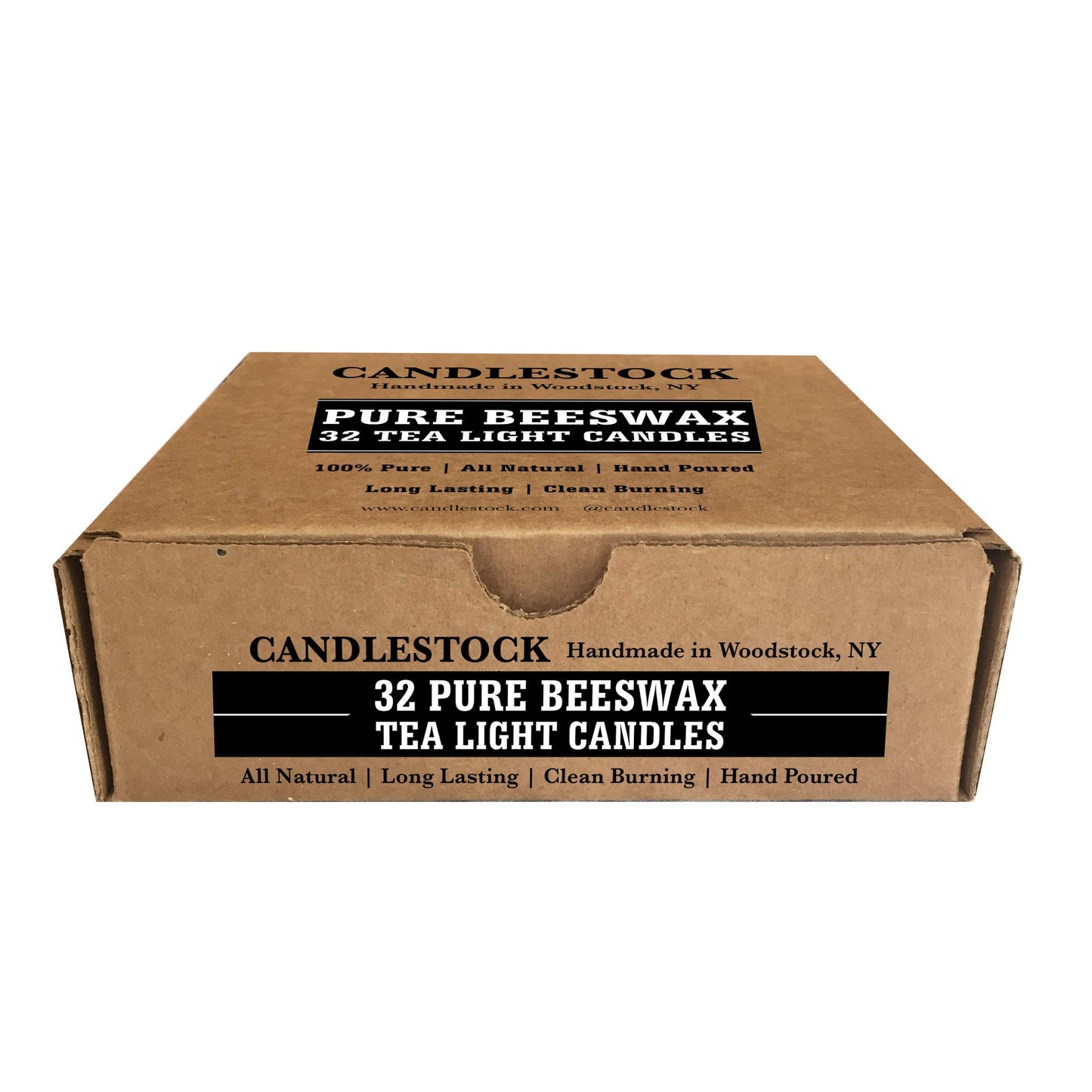 Candlestock Bulk 32 Pure Beeswax Tea Light Candles - 32 100% Pure Beeswax Tea Light Candles - Clean Burning and Pure Burning Beeswax Tea Light Candles