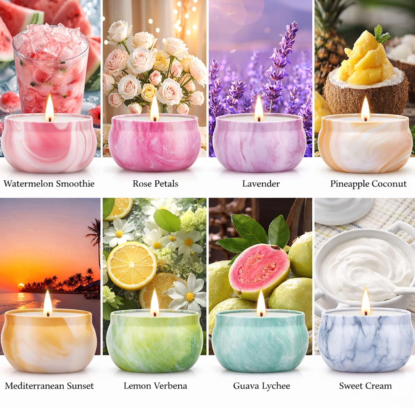 Scented Candles Gift Set for Women, 8 Pack Fruity Floral Soy Wax Aromatherapy Candles, Travel Tin Candles in Artist Gift Box, Birthday Gifts for Mom, Wife, Sister, Friend, Mother's Day, Christmas