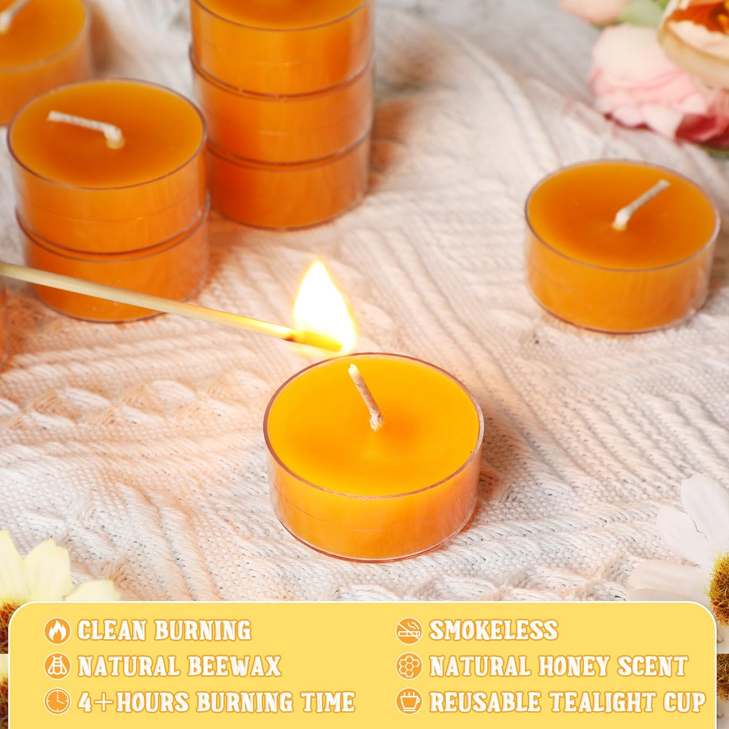 100 Pack Beeswax Votive Candles 2-4 Hour Burn Time Pure Beeswax Tealight Candles Bulk Smokeless Bees Wax Votive Candle Unscented Bees Wax Candle for Home Room Table Centerpiece Wedding Party Spa Gift