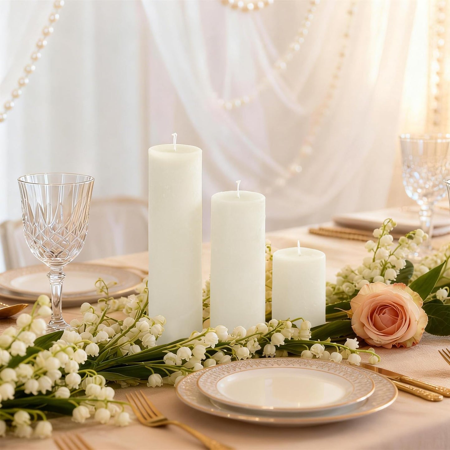 Trxvxo White Pillar Candles, 6-Pack Bulk Set in 3 Sizes (3, 6 & 8 Inch - 2 Each). Dripless, Unscented & Smokeless Hurricane Candles for Weddings, Parties & Home Decor.
