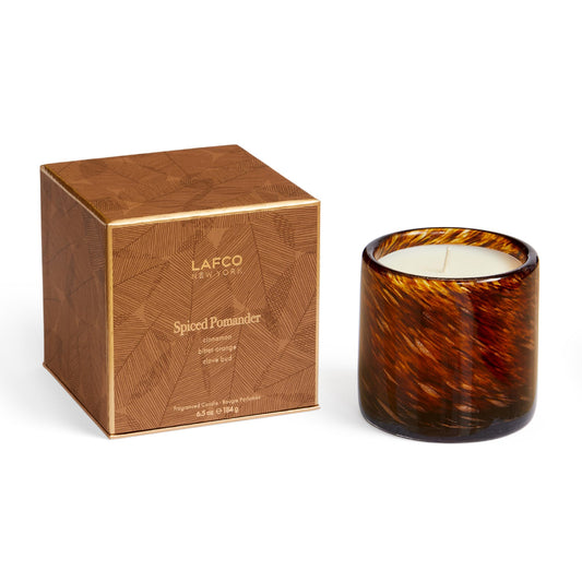 LAFCO New York Fall Classic Candle, Spiced Pomander - 6.5 oz - 50-Hour Burn Time - Reusable, Hand Blown Glass Vessel - Made in The USA