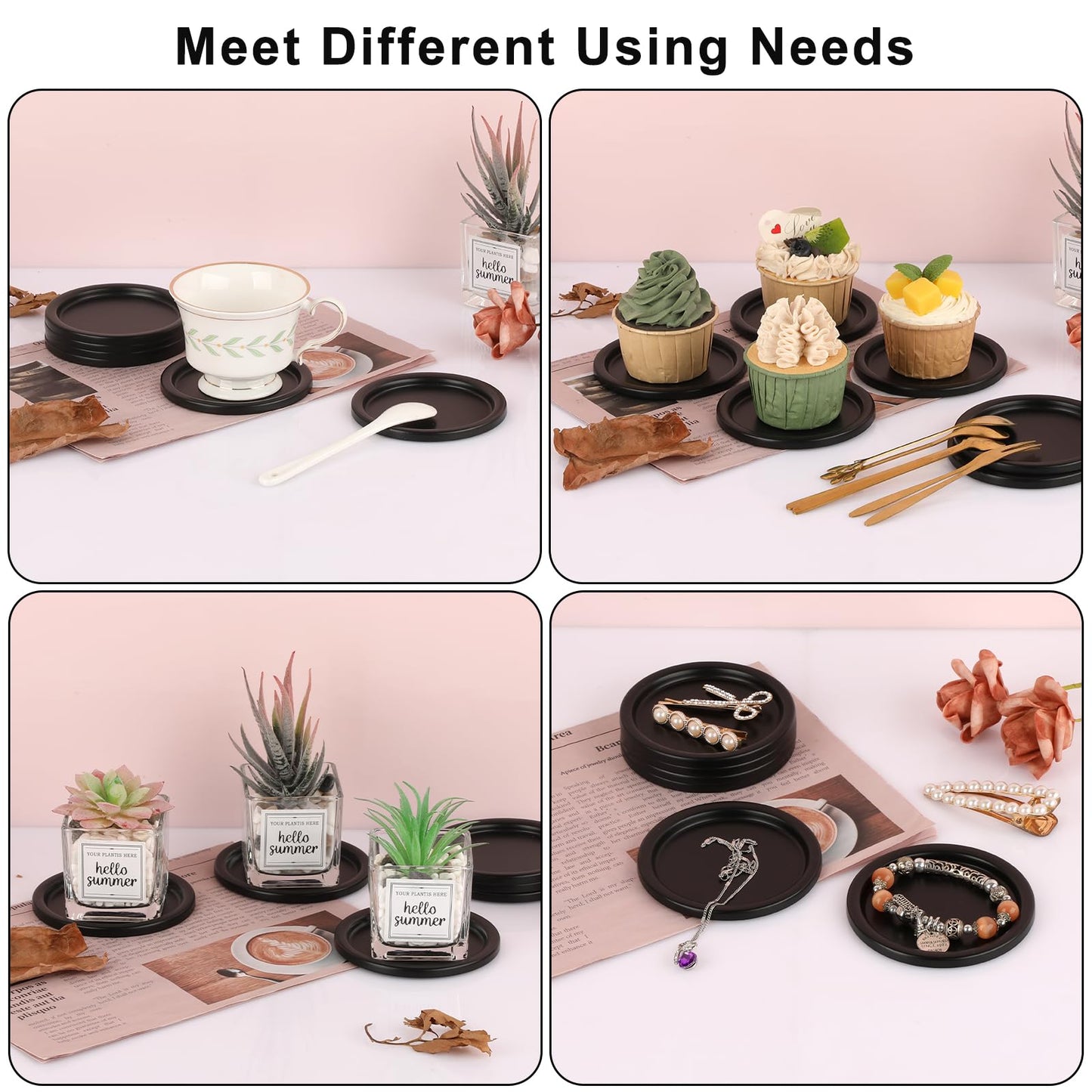 OwnMy 6PCS Iron Candle Holders for Pillar Candles, 3 Inch Metal Pillar Candle Plates and Trays, Small Round Tealight Holders Elegant Candle Stands Bases for Wedding Dining Table Centerpieces, Black