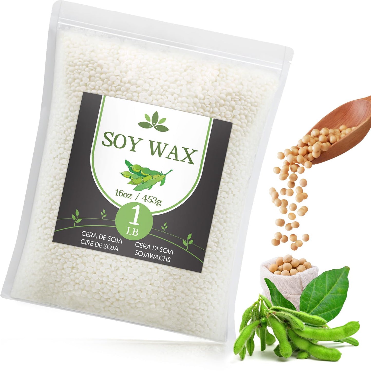 Soy Wax, Waxcanpy Natural Candle Wax, Organic Soy Wax for Candle Making from Farm (1lb)