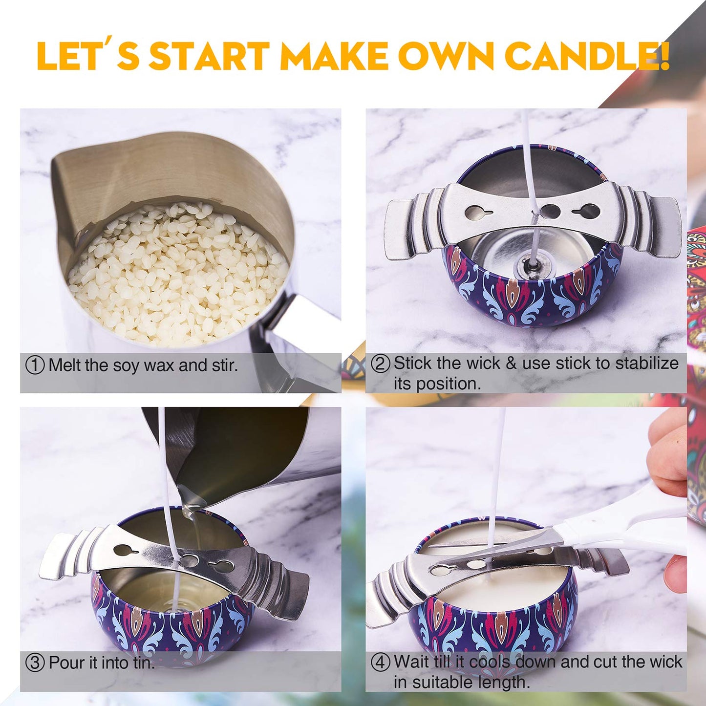 Lucky Goddness Candle Making Kit, Candle Making Supplies with Soy Wax for Candle Making Beginners