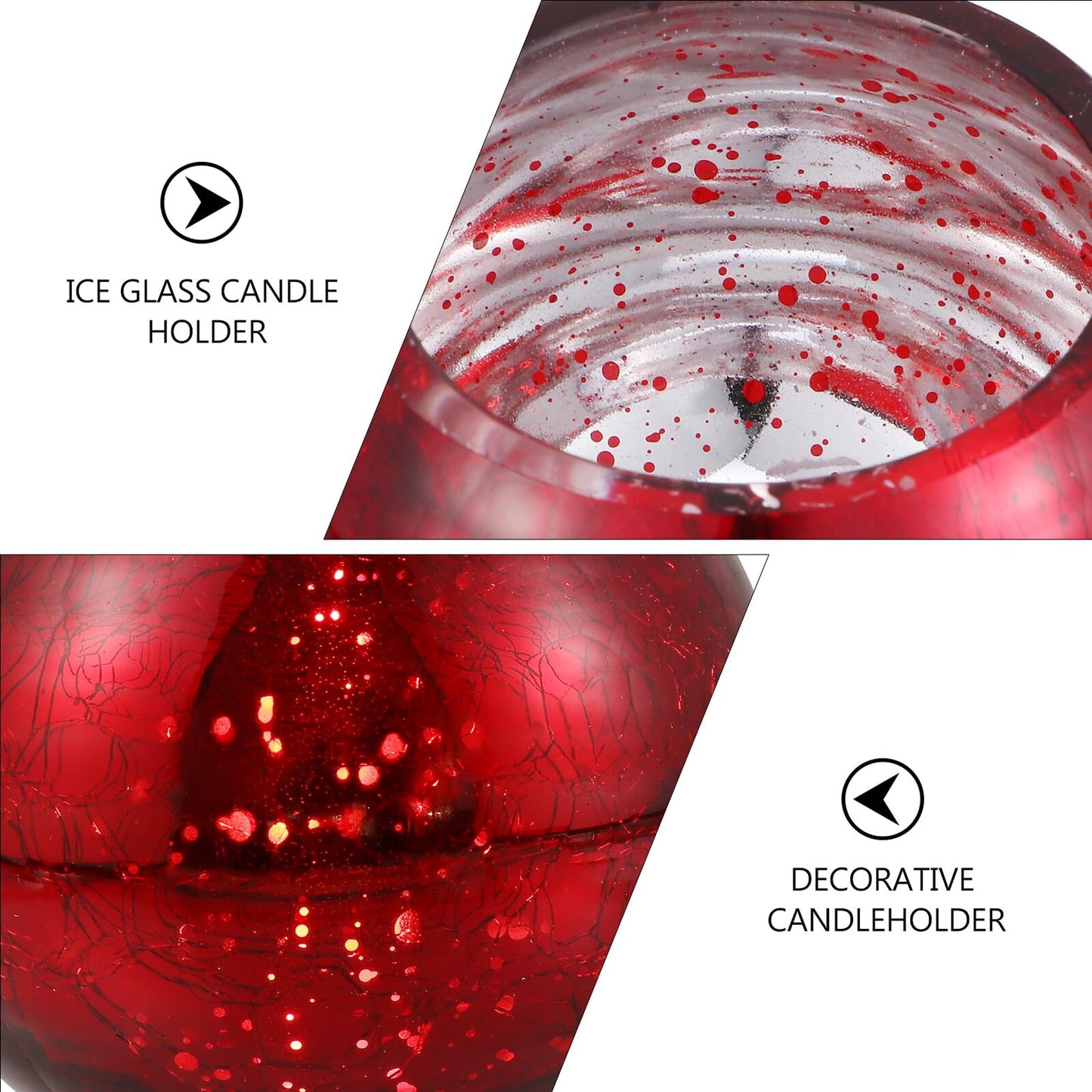 GAROZATION Glass Candle Holder for Valentine's Day Romantic Decor Red Frosted Floral Design Tealight Cup for Weddings Aromatherapy Candles Elegant Party Table Centerpiece