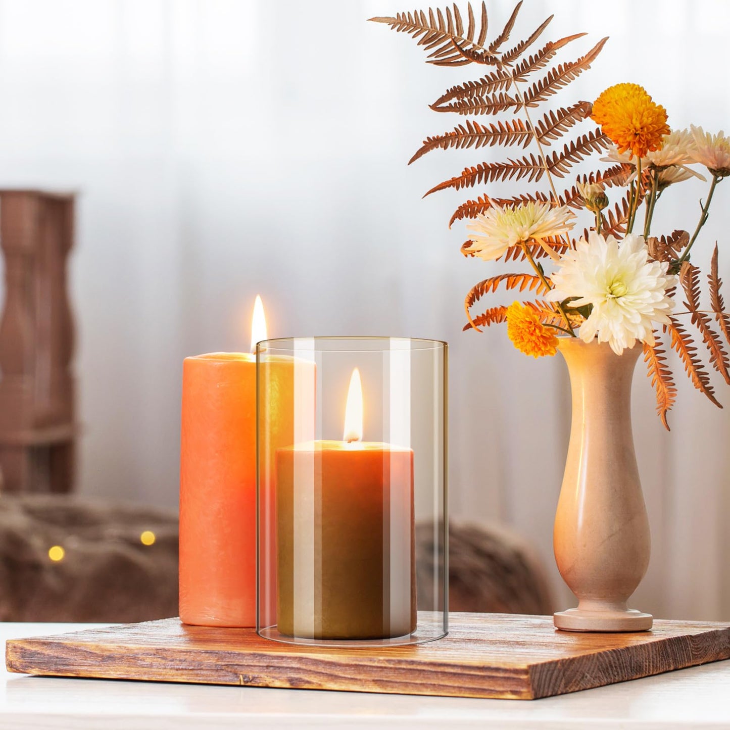 SHINEOFI 2pcs Hurricane Candle Holder Sleeve Cylinder Glass Shade Candleholder Tube Lamp Shade, Clear Glass Bottomless Cylinder, 5. 9 X 3. 9 Inches