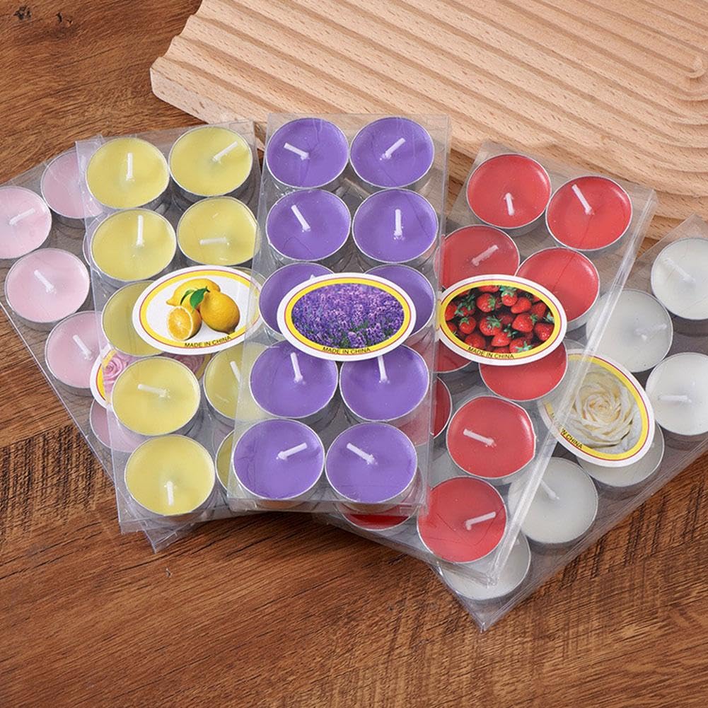 Scented Tealight Candles, Red Tea Lights Candles, 4H Smokeless Palm Wax Tea Candle for Weddings,Christmas,Advent, Spa, Bath