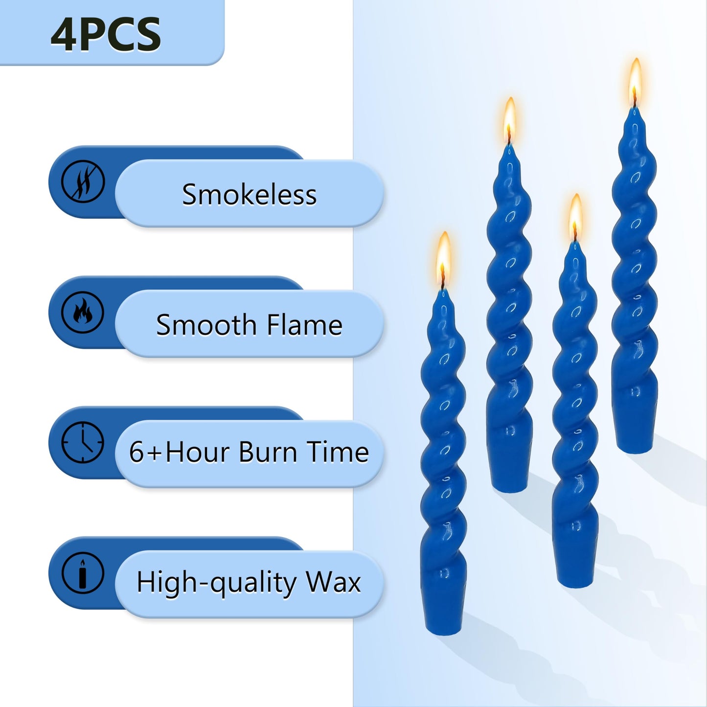 Spiral Taper Candle Blue Candlesticks Blend Twisted Candles Unscented Candles Cute Candle Sticks for Home Décor Weddings Festive Seasons Holiday