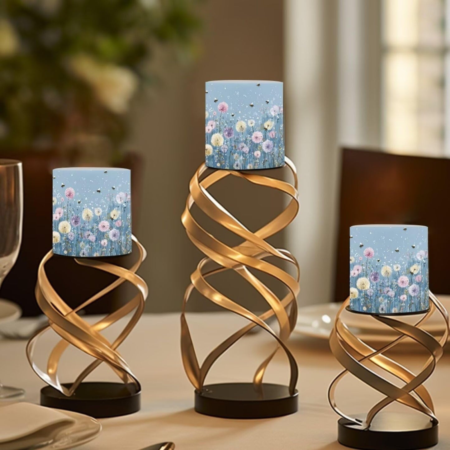 Merkmak Wild Flower Battery Operated Flameless Candles with Remote and Timer Flameless LED Pillar Candles for Camping, Banquet, Party, Home Decoration Tealights