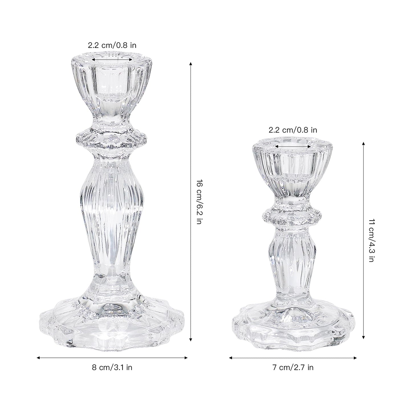 CHOCSTAY Glass Candlestick Holders Set of 3, Clear Candle Holder Taper Candle Holders for Candlesticks, Table Centerpiece, Home Decor,Wedding, Birthday, Party, Christmas