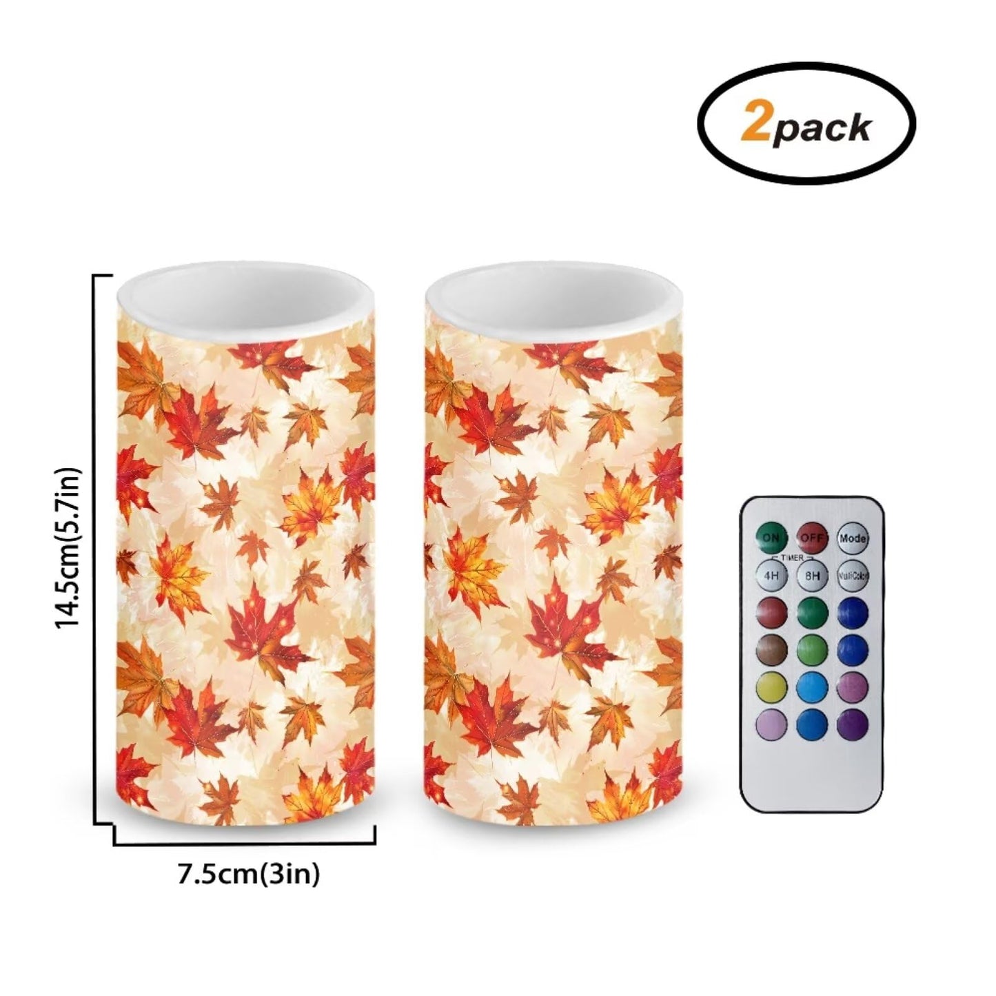 Luarisgur Maple Leaf Decorative Fall Candles for Home Decor Flameless Candles with Remote and Timer LED Candles Flickering Battery Operated Fake Candle for Thanksgiving Holiday Party Room Table Decor